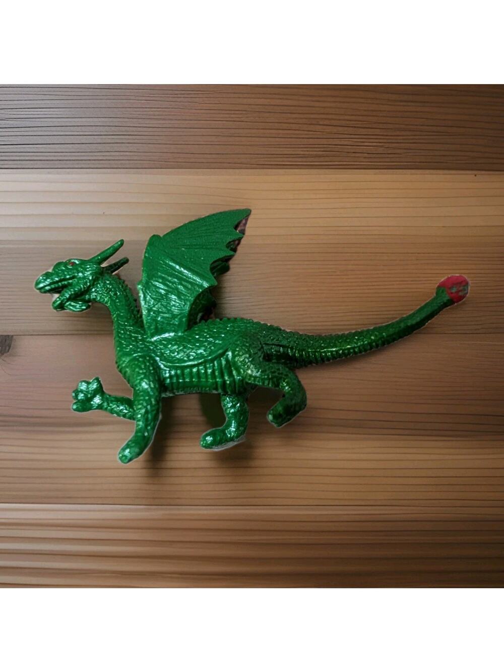 Safari Brand Shiny Green Winged Dragon Toy Collectible Figure Kids Pretend Play